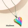 Rainbow heart-shaped stainless steel necklace pendant with 18k vacuum plating in 33x25mm - Large Minimalist Heart / Colorful