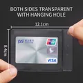 Horizontal clear waterproof ID badge holder with lanyard hole 12.1x8.4cm - Double-sided Transparent with Hole - Large 8.4*12.1cm