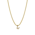 Gold snake chain necklace featuring a zircon-encrusted letter W pendant in retro style - Letter W
