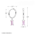 Orecchini a cerchio in argento con pendente in zircone rosa e specifiche di misura - Argento con pietra rosa