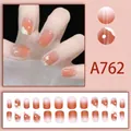 Set de uñas postizas degradado rosa melocotón con diseños de corazones y puntos - Estilo de Lunares y Corazón en Degradado Rosa Naranja (A762)