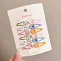 Set of 12 colorful star and patterned hair clips for kids on a white display card - 6# Pink Blue Orange