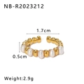 Detailansicht eines 18K vergoldeten Edelstahlrings mit Maß- und Gewichtsangaben - Einstellbar Offen / Einfacher Perlenstrang-Ringstil (NB-R2023212)