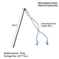 Interactive cat wand toy with 46cm blue and white braided cotton rope and metal bell - Blue Gradient Double Cotton Rope (B37409)