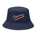 Dark blue cotton bucket hat featuring white Germany text and German flag stripes - M / 3# Germany Text - Navy Blue