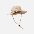 Chapeau pare-soleil kaki avec broderie de montagne et mentonnière réglable - Taille unique / Kaki