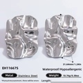 Modern irregular crumpled silver stainless steel earrings with premium metallic texture - EH11667S Silver Lava Texture