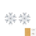 Elegant flower-shaped moissanite stud earrings in silver finish with pear-cut stones - Snowflake Flower Style (E15892-With Certificate)