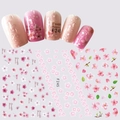 Pink and white cherry blossom nail stickers F245 with floral bloom designs - F245 (Pink White Sakura)