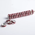 Silver plated spacer beads with red rhinestones for DIY bracelet jewelry making - Silver Plated Red Rhinestone