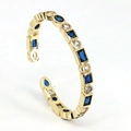 Bohemian adjustable gold ring featuring vibrant blue and clear geometric zircon stones - Style 1 (Gold Blue White Zirconia)