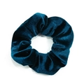 Chouchou en velours côtelé bleu sarcelle foncé avec texture douce et bande élastique - Sarcelle