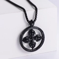 Pendente punk in acciaio inossidabile con motivo Vajra e incisione stile gotico - Nero (Con Catena da 3,5mm*60cm)