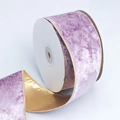 Purple velvet ribbon with gold metallic backing for DIY Christmas tree bows decoration - 6.3cm Width / 10 Yards / Lavender