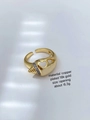 Classic 18K gold plated two-tone open ring featuring heart hollows and spiral texture - Two-tone Gold 2 (Hollow Heart)