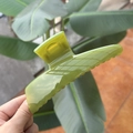 Large grass green jelly texture butterfly hair claw clip with translucent resin finish - XL Butterfly Buckle (Approx. 13.5cm) / Seedling Green