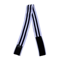 Elastic white wig band with black stripes and secure Velcro closures for adjustable fit - Black & White Stripes