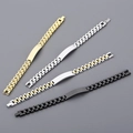 Bracelets style montre en acier inoxydable en finitions or, argent, noir et bicolore - Plaque ID Courbe Lisse (10mm23cm)