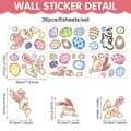 Set of 36 Easter window stickers with cartoon bunnies, eggs and Happy Easter signs - 36Pcs Easter Bunny Egg Set (UV26Y80010S_T)