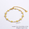 Bracciale a margherita dorato in acciaio inossidabile con petali bianchi e catenina - Fiore Bianco/Catena Dorata