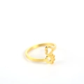 Minimalist gold stainless steel open ring with hollow heart and pet paw print design - Hollow Heart Paw-Gold