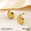 Pendientes de gota trenzados dorados de acero inoxidable de alta calidad, 31x19 mm - Dorado
