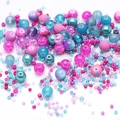 8mm mixed glass beads kit in pink, blue, and purple for DIY handmade jewelry crafting - 8 Ice Crystal Blueberry