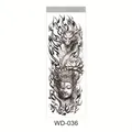 Waterproof full arm temporary tattoo sticker with dragon, lotus and buddha design WD-036 - WD-036/Dragon Lotus Fire Pattern Half Buddha Demon