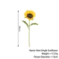 Kunstmatige zonnebloemstengel 40cm hoog met realistische gele bloemkop van 12cm - Nieuwe Enkele Zonnebloem