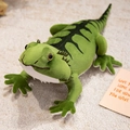 Plush green bearded dragon lizard toy with black stripes on soft fabric - Green / 42cm