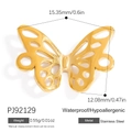 Golden hollow butterfly pendant in stainless steel with exact dimensions 15.35mm by 12.08mm - PJ92129-Gold Hollow Butterfly