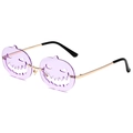 Halloween pumpkin sunglasses with purple lenses and golden metal frames for parties - Gold Frame Purple Lens