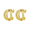 Dreireihige 18K vergoldete C-förmige Creolen aus poliertem Edelstahl in Gold-Optik - Drei Linien Glatt / 2.0*18mm / Gold