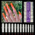 Clear XXXL extra long fake nail tips in 12 sizes with detailed length measurements - Natural Color - Extra Long Full Cover - H104-10