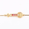 Gold plated star and moon bracelet with colorful zircon stones on white background - Star and Moon Style (款式四)