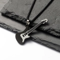 Heren hiphop halsketting met zwarte gitaarhanger van hoogwaardig roestvrij staal - Zwart & Zilveren Gitaar / Zwarte Box Ketting