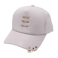 Light purple baseball cap with gold metal rings and sequins for stylish women's streetwear - Grey Purple