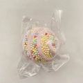 Macaron pink swirl candy ornament with colorful sugar sprinkles in transparent wrap - 8cm / Macaron Multi-color