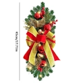 Detalle de adorno navideño de 45cm con LED, bayas rojas y piñas doradas - Árbol de Lágrima con Cinta Dorada