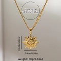 Collier soleil doré avec chaîne torsadée, longueur 50cm et pendentif solaire 2,4cm - Soleil