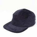Close-up of vintage navy blue corduroy fabric on a five-panel flat brim baseball cap - 55-61cm(Adjustable) / Navy Blue