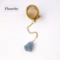 Golden 304 stainless steel tea infuser featuring a natural blue fluorite stone charm - Fluorite (Gold)