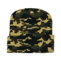 Winter Camouflage Strickmütze mit Wald-Digitalmuster und warmem geripptem Umschlagdesign - Klassisches Dschungel-Camo