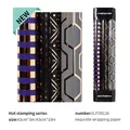 Hot stamping gift wrap set featuring purple stripes and geometric patterns in rolls - Set 2 (Purple Stripe/Black Dot/Grey Hexagon)