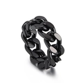 Anello a catena nera stile hip-hop in resistente acciaio al titanio per uomo e donna - Nero Kr100673 / Taglia 6