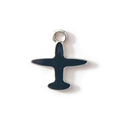Minimalist DIY airplane pendant charm with black enamel inlay and silver alloy plating - Black Gold Plated