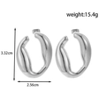 Silver liquid metal C-shape earrings with a fluid design and 3.32cm height - Silver Irregular Liquid Metal Style