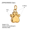 Set van 3 gouden roestvrijstalen pootafdruk bedeltjes 1cm waterbestendig voor sieraden - Huisdier Pootafdruk (JDPW2406002)