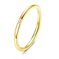 Minimalist 18K gold plated titanium steel ring with micro-set zircon stone inlay - US 6 / Gold-1 Stone