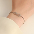Silver infinity bracelet with cubic zirconia on a dainty square chain for women - Micro-pave Zirconia Infinity (3913)